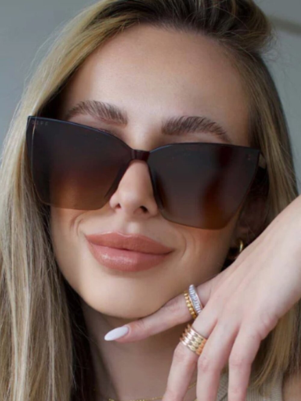 Diff Eyewear Goldie Sunglasses Espresso Tortoise Brown Gradient lenses